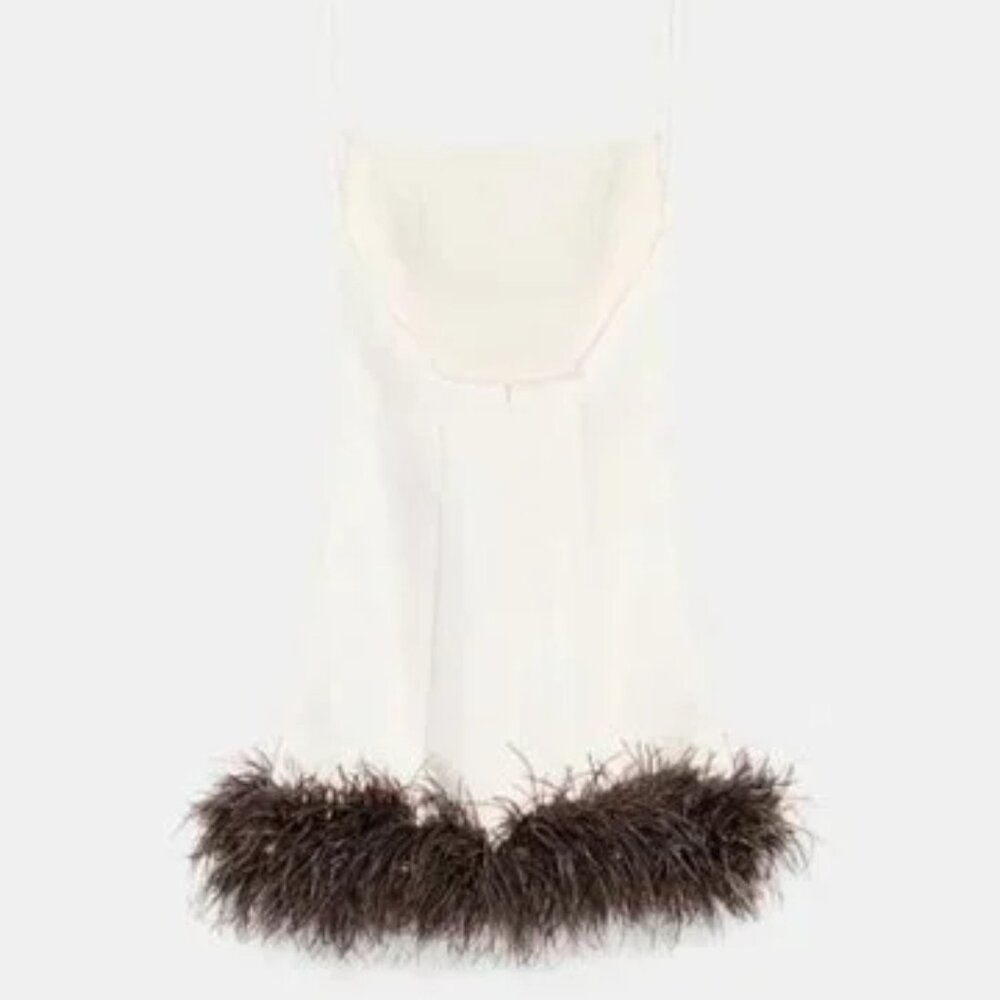 ZARA FEATHER SATIN EFFECT DRESS - Picture 15 of 16
